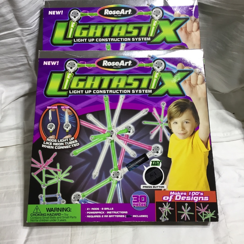 RoseArt Lightastic sticks, 2 boxes, 60 pieces, NIB, use power pack to light up